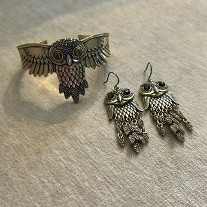 Lucky brand owl bracket earring set